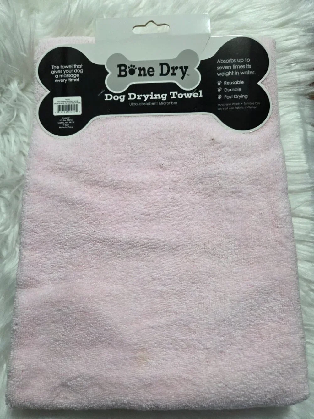 Bone Dry Pale Pink Dog Drying Towel